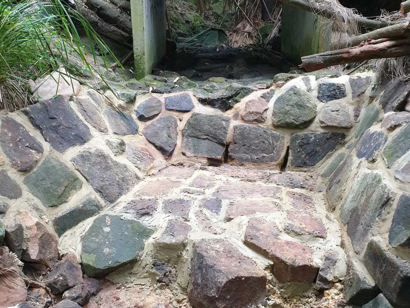 Stone creek armouring integrated into bushland