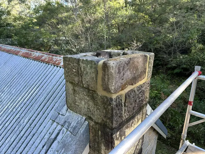 Completed heritage stone chimney restoration