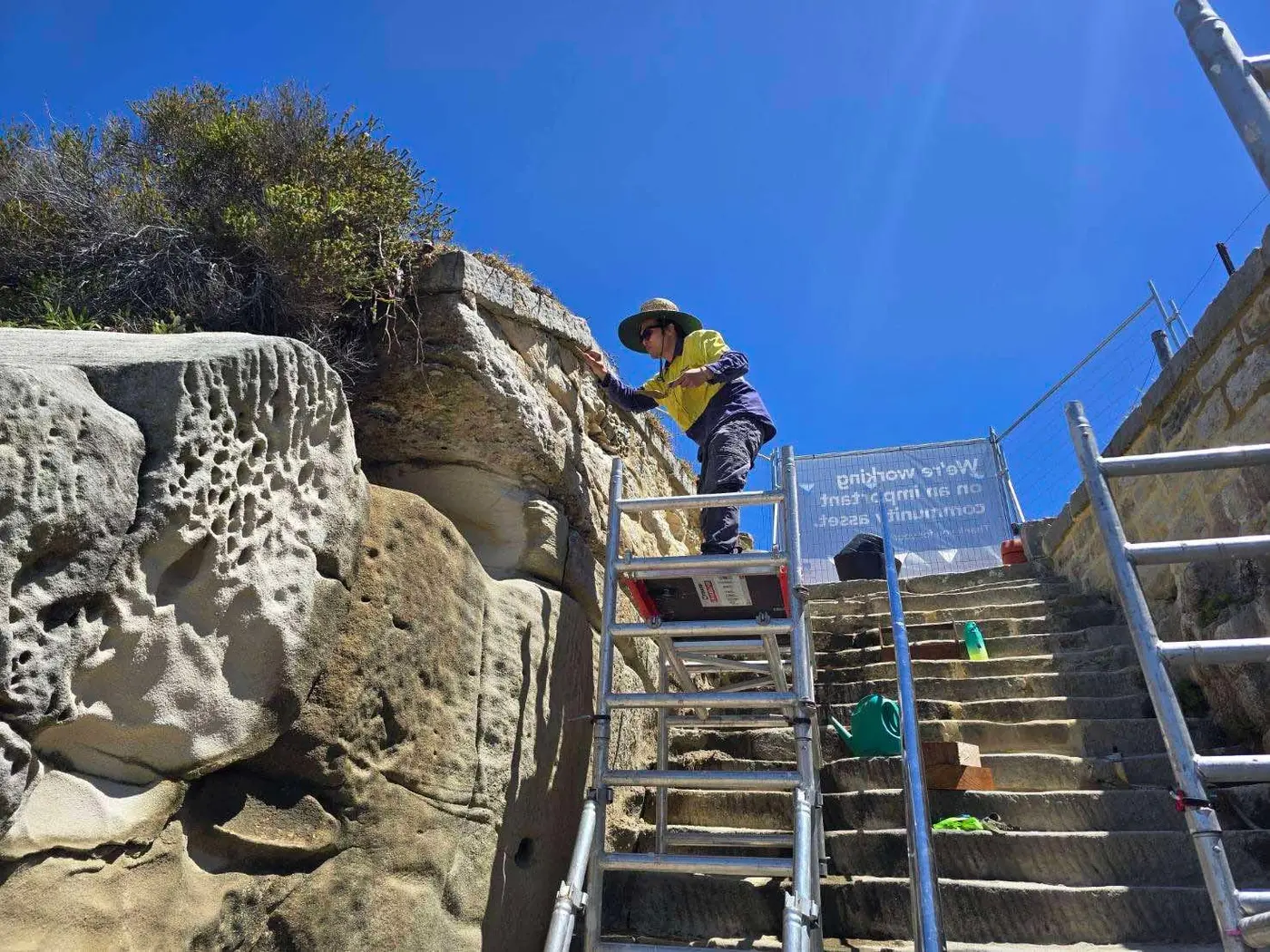 Heritage sandstone stair work in progress