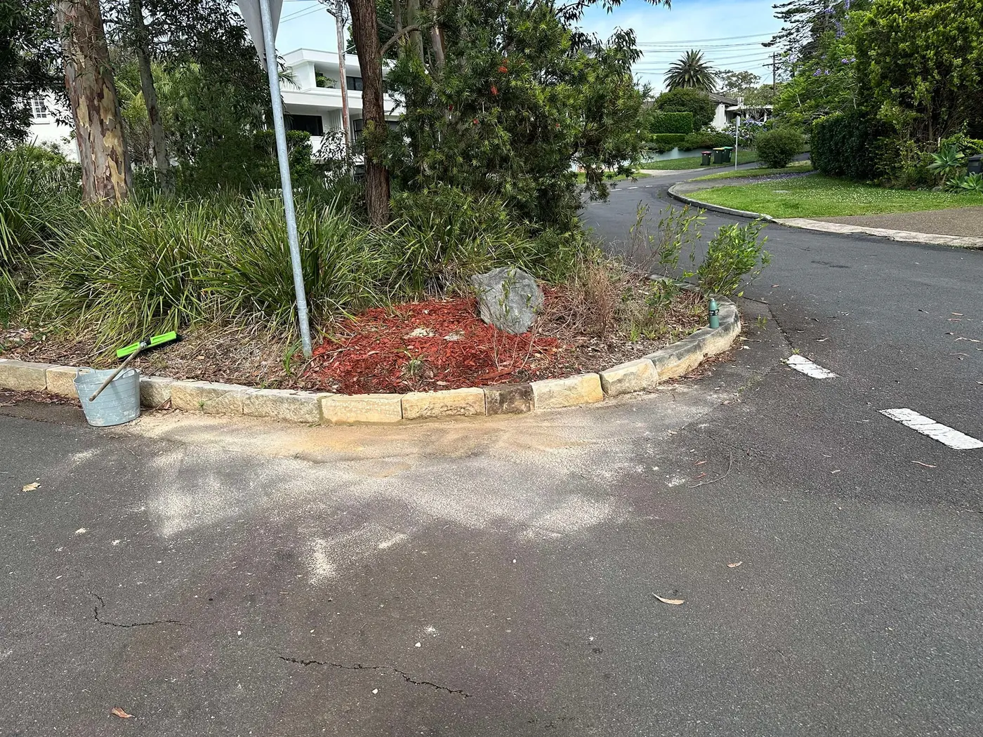 Completed sandstone edging integrated into the streetscape